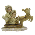Beeld Kinderen 12 cm Goudkleurig Polyresin Kerstdecoratie