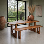 Bullnose Chamfered mangohouten eetkamerbank
