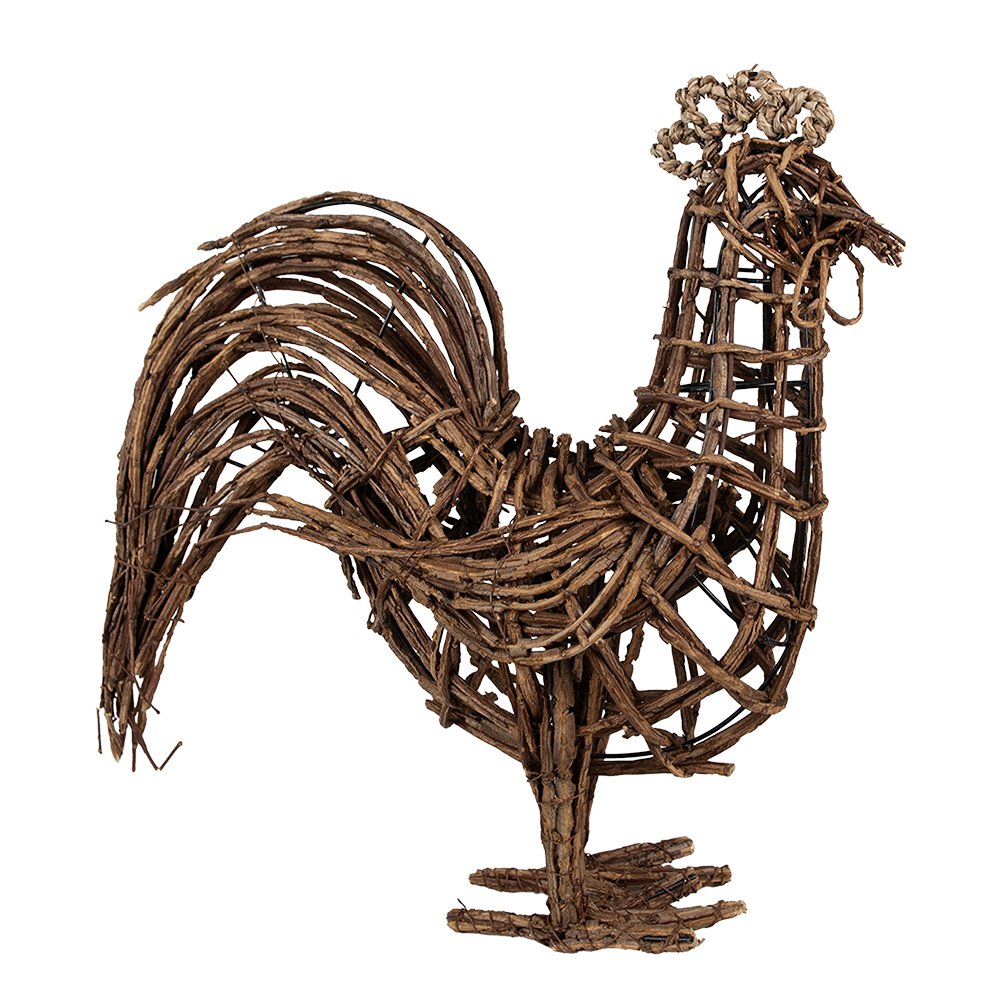 Decoratie Beeld Kip 34x15x39 cm Bruin Rotan