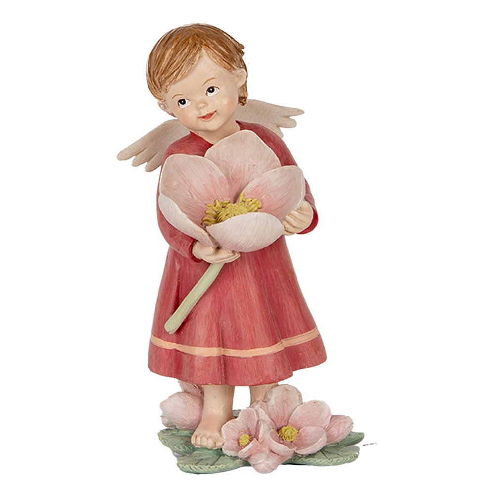 Decoratie Beeld Engel 7x6x12 cm Roze Kunststof
