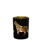Theelichthouder panter zwart small 8cm*