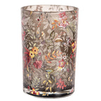 Theelichthouder Ø 12x18 cm Grijs Glas Bloemen
