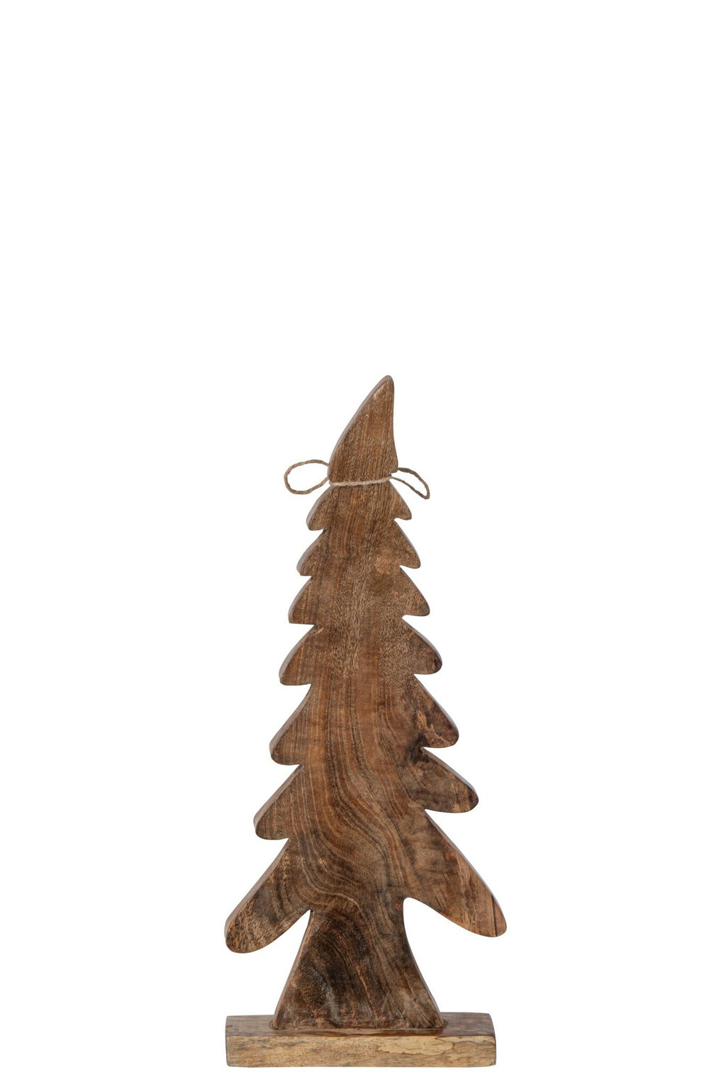 J-Line Dennenboom met strik - mangohout - naturel/wit - small