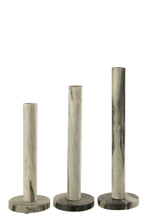 J-Line kaarshouder Marmer - steen - zwart/grijs - set van 3