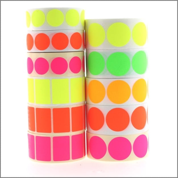 Blanco etiketten - Rond 25mm - fluor rood