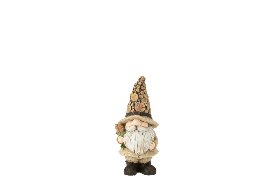 J-Line figuur Kabouter - hout - polyresin - naturel - S