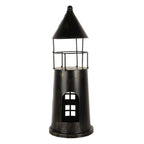 Decoratie Vuurtoren Ø 16x45 cm Zwart Metaal