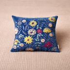 Katoenen kussen - Blauw fluwelen design - 45 x 45 cm