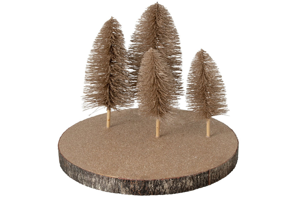J-Line dienblad Glitterbomen - boomschors - bruin - L