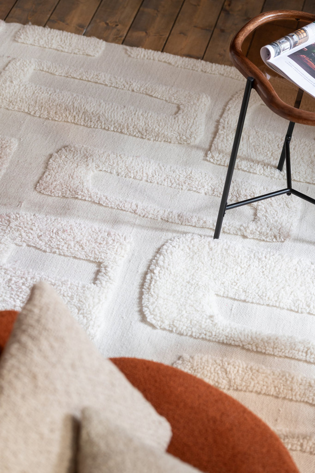 J-Line tapijt Abstract Lijnen - wol - ecru