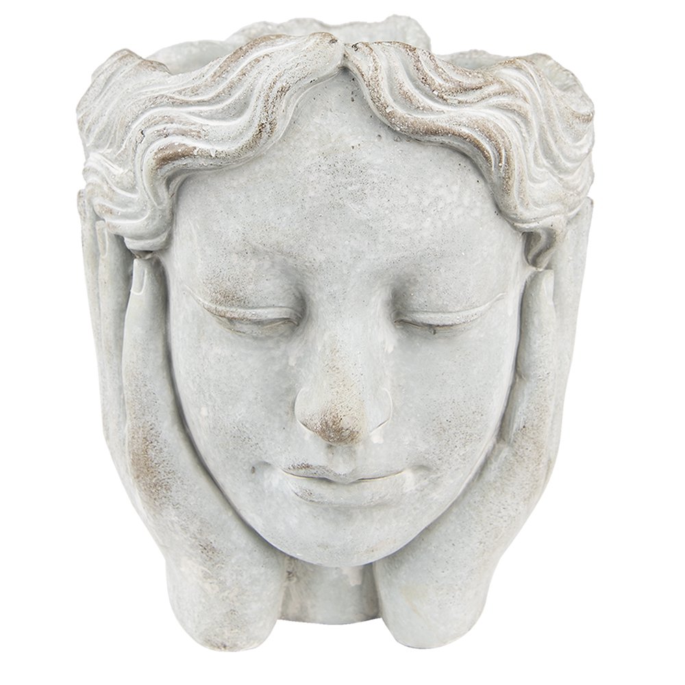 Bloempot Hoofd Ø 11x20 cm Grijs Steen plantenpot