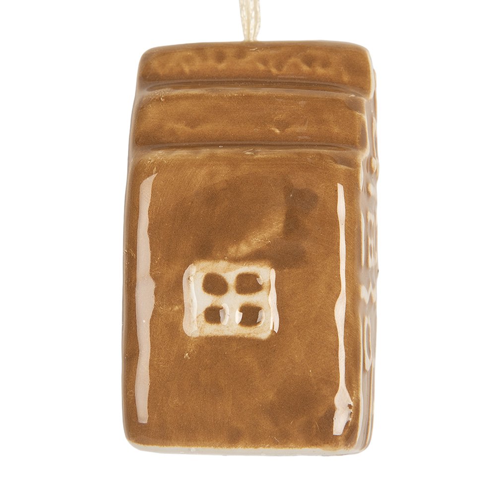 Kersthanger Huis 4x4x6 cm Bruin Keramiek