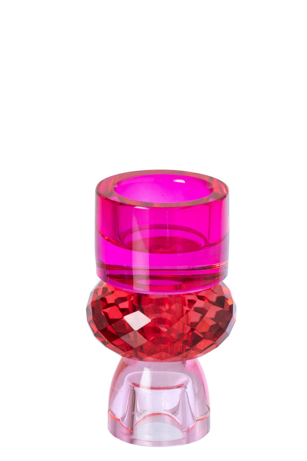 J-Line kandelaar - glas - kerstrood/fuchsia - small