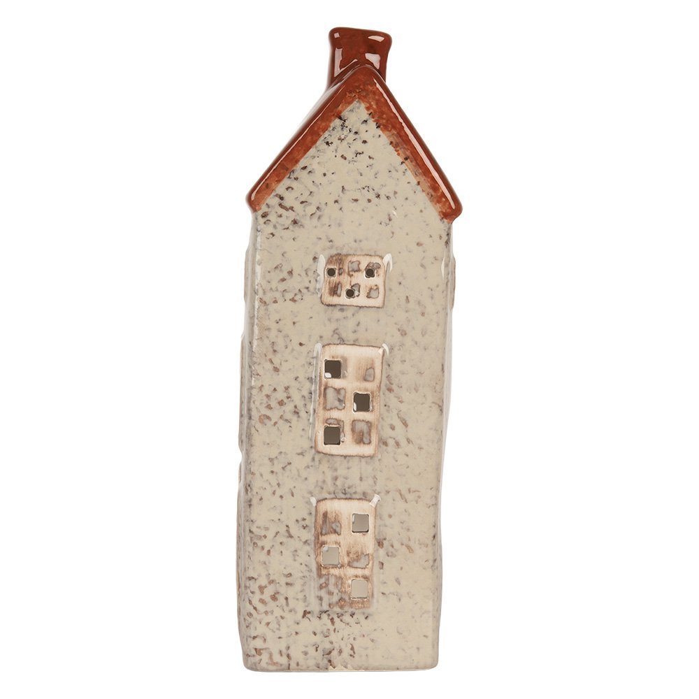 Waxinelichthouder Huis 12x8x24 cm Beige Keramiek