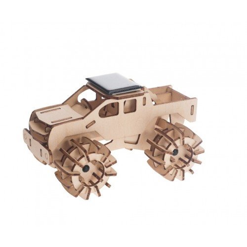 Bouwpakket Monstertruck van hout op zonne-energie