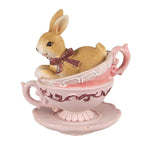 Beeld Konijn 9 cm Bruin Roze Polyresin