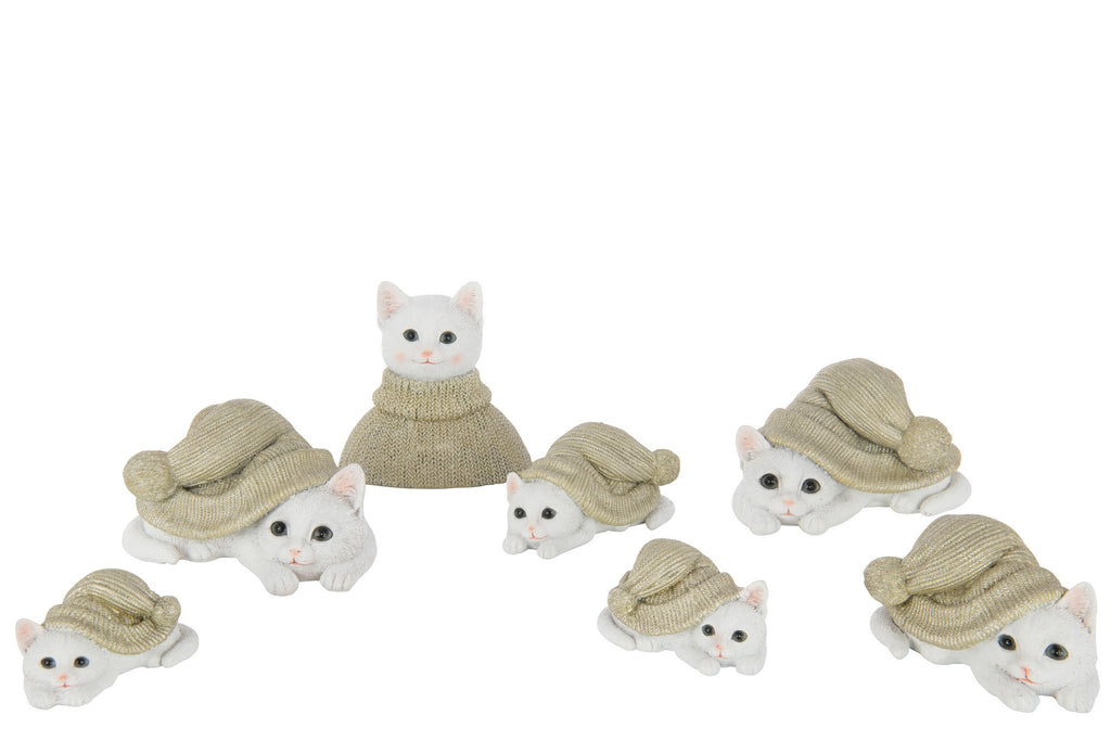 J-Line figuur Kat - polyresin - groen/wit