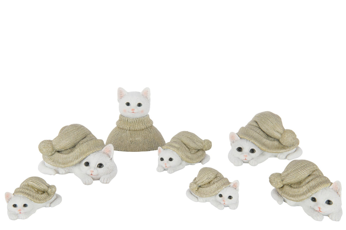 J-Line figuur Kat - polyresin - groen/wit