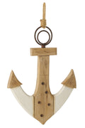 J-Line decoratie Anker - hout - naturel/wit - L