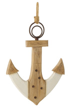 J-Line decoratie Anker - hout - naturel/wit - L