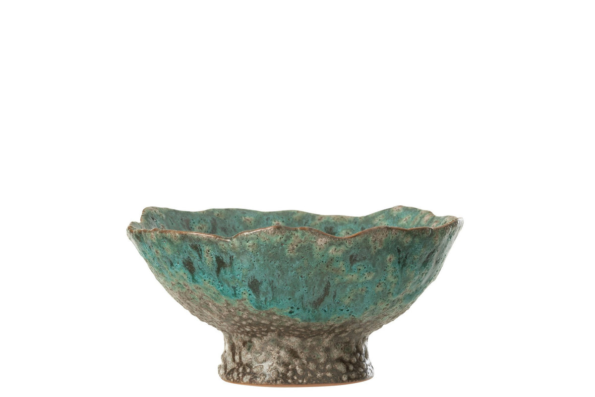 J-Line plateau Decoratief Naga - keramiek - azuur/bruin - small