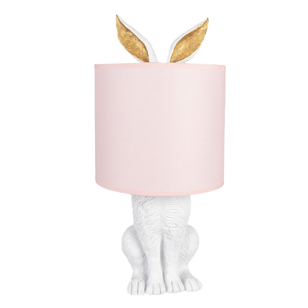 Tafellamp Konijn Ø 20x43 cm Wit Roze Polyresin Bureaulamp
