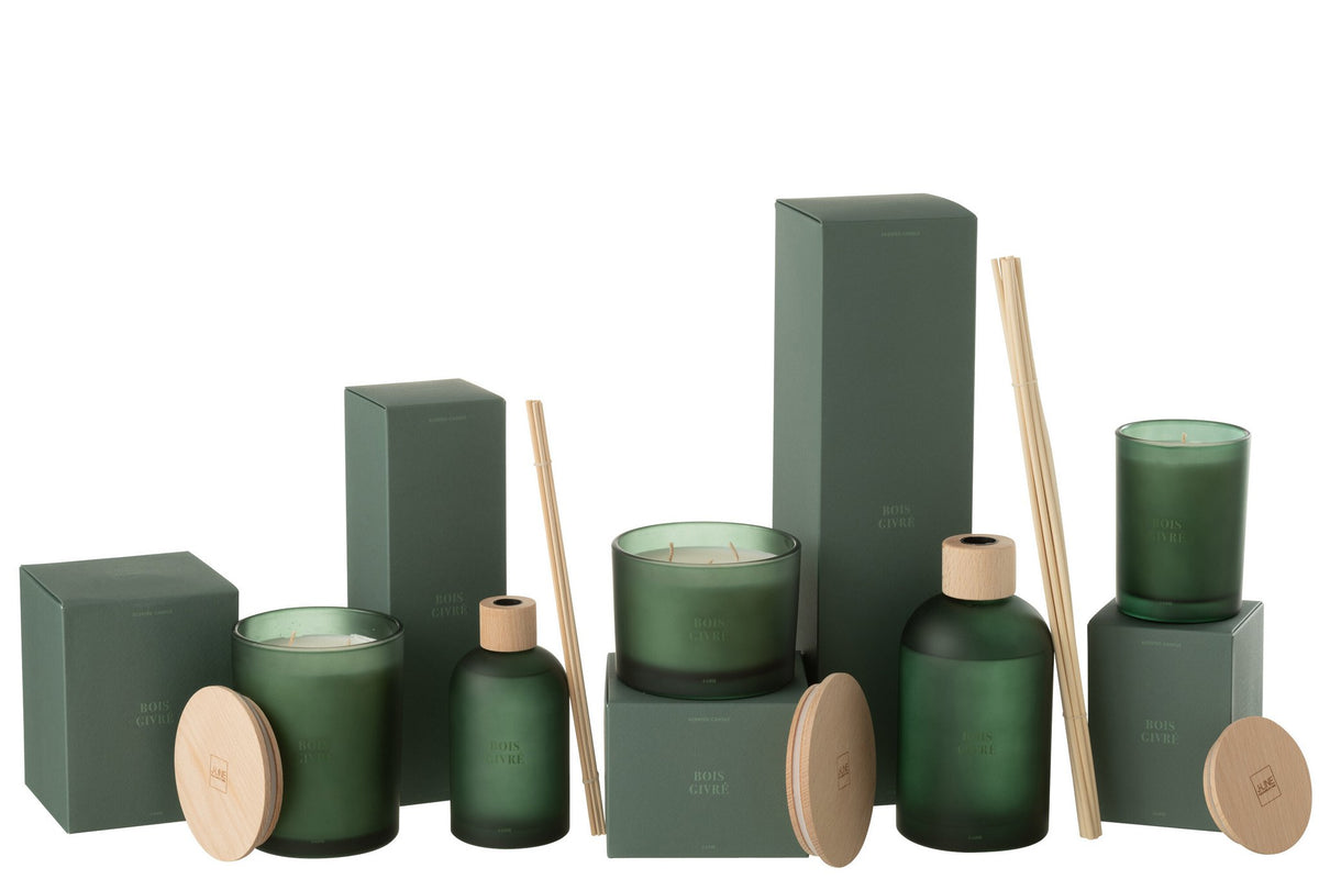 J-Line geurstokjes Accords Essentiels - mat hout - groen - 550 ml