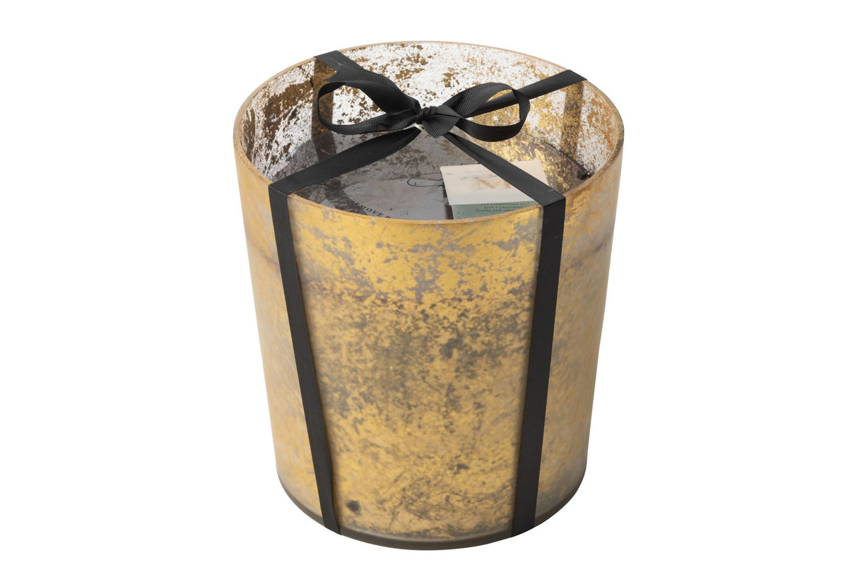 J-Line geurkaars M-Chic - Oud & Amber - glas - goud/zwart - L - 140U