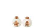 J-Line peper- & zoutstellen Kerstmis - keramiek - wit/caramel