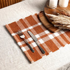 Rust Checker Stripe Placemat – Duurzame polyester tafelmat voor eetkamer en keuken