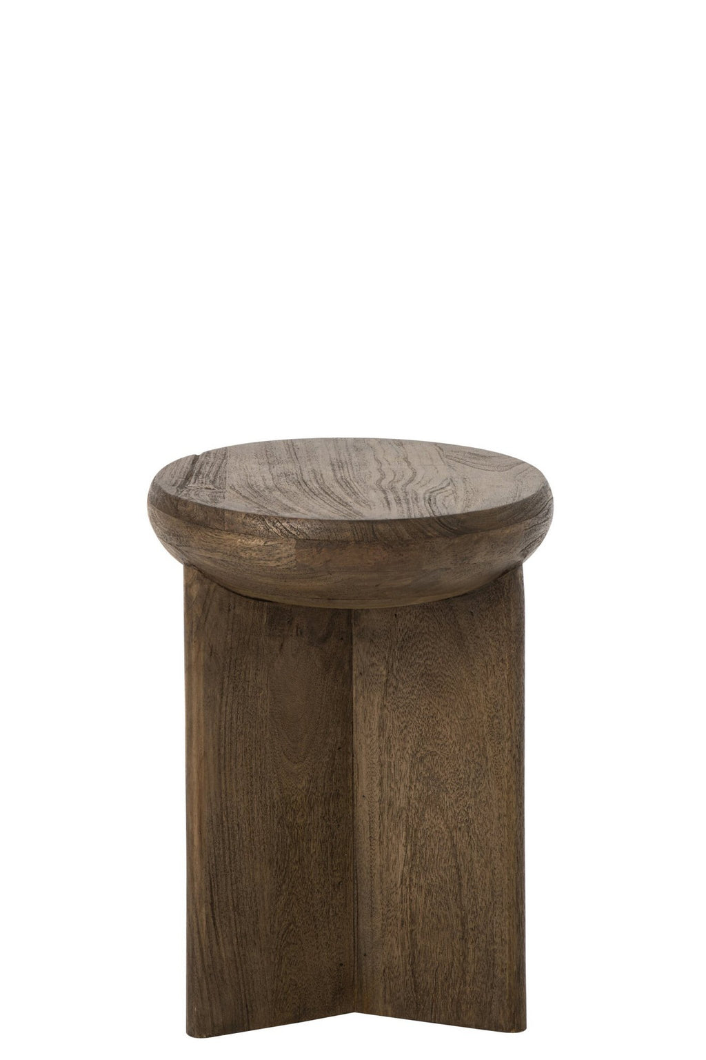 J-Line Ronde kruk - mangohout - donkerbruin