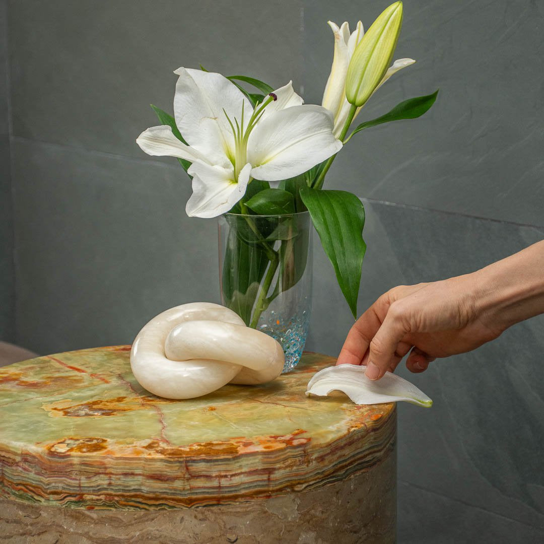 Salontafel Beige Marmer en Groene Onyx