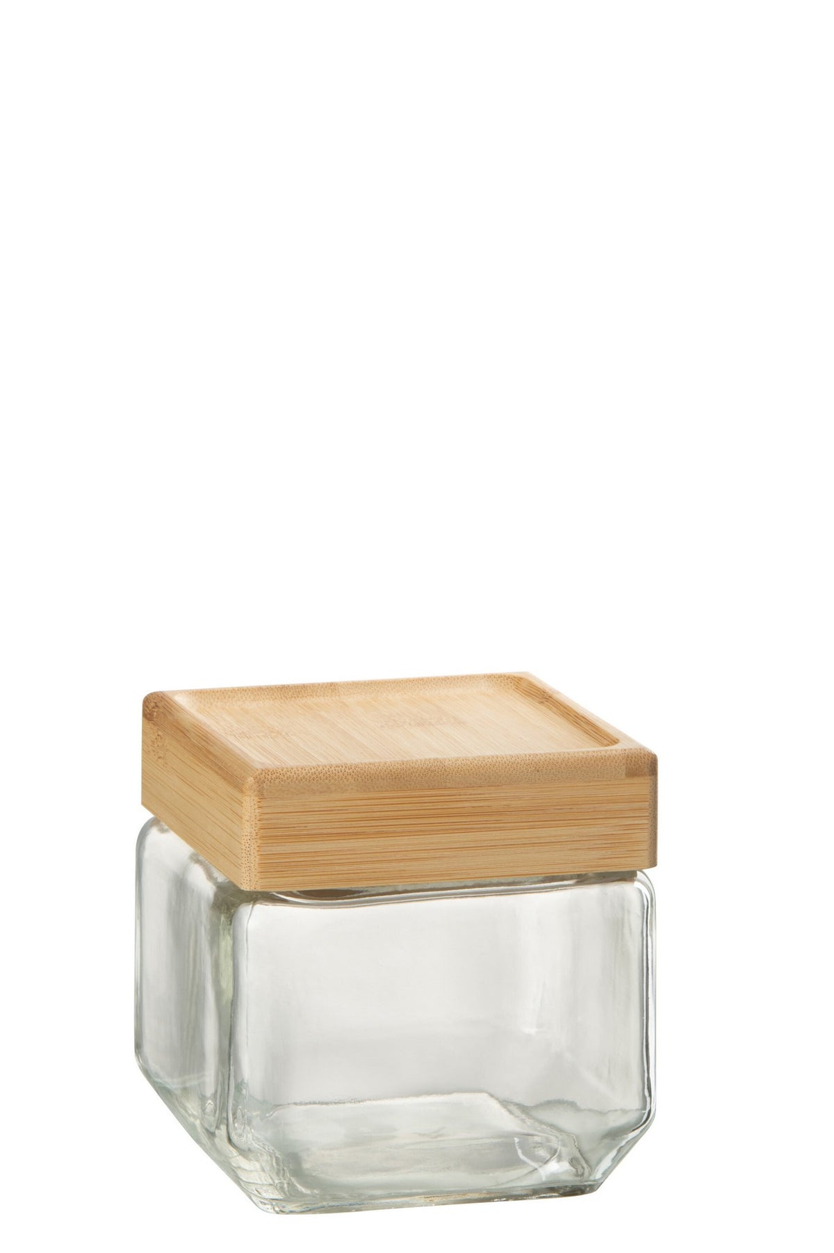 J-Line voorraadpot Brad - glas/bamboe - transparant/naturel - small