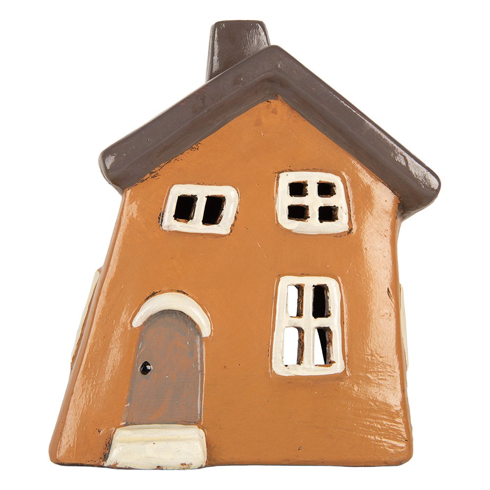 Waxinelichthouder Huis 18x13x20 cm Oranje Keramiek