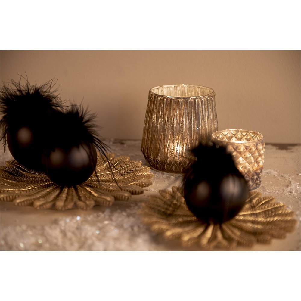 Kerstbal Set van 4 Ø 10 cm Zwart Glas Kerstboomversiering