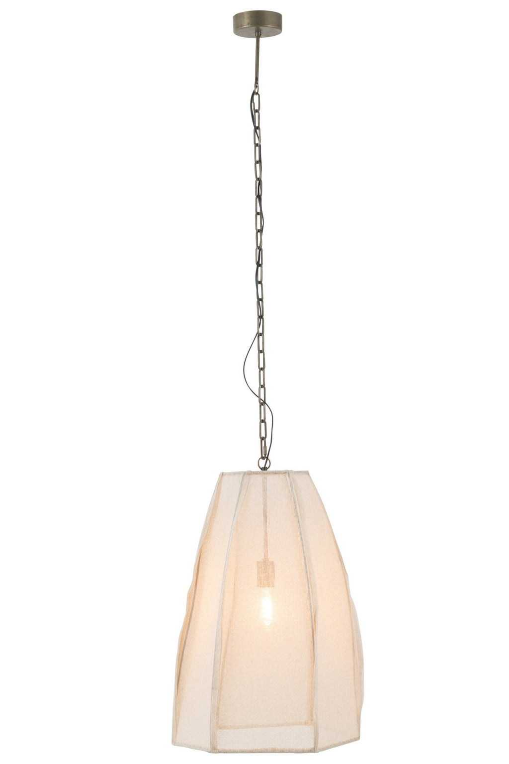 J-Line Plafondlamp Peer Linnen/Ijzer Wit Large