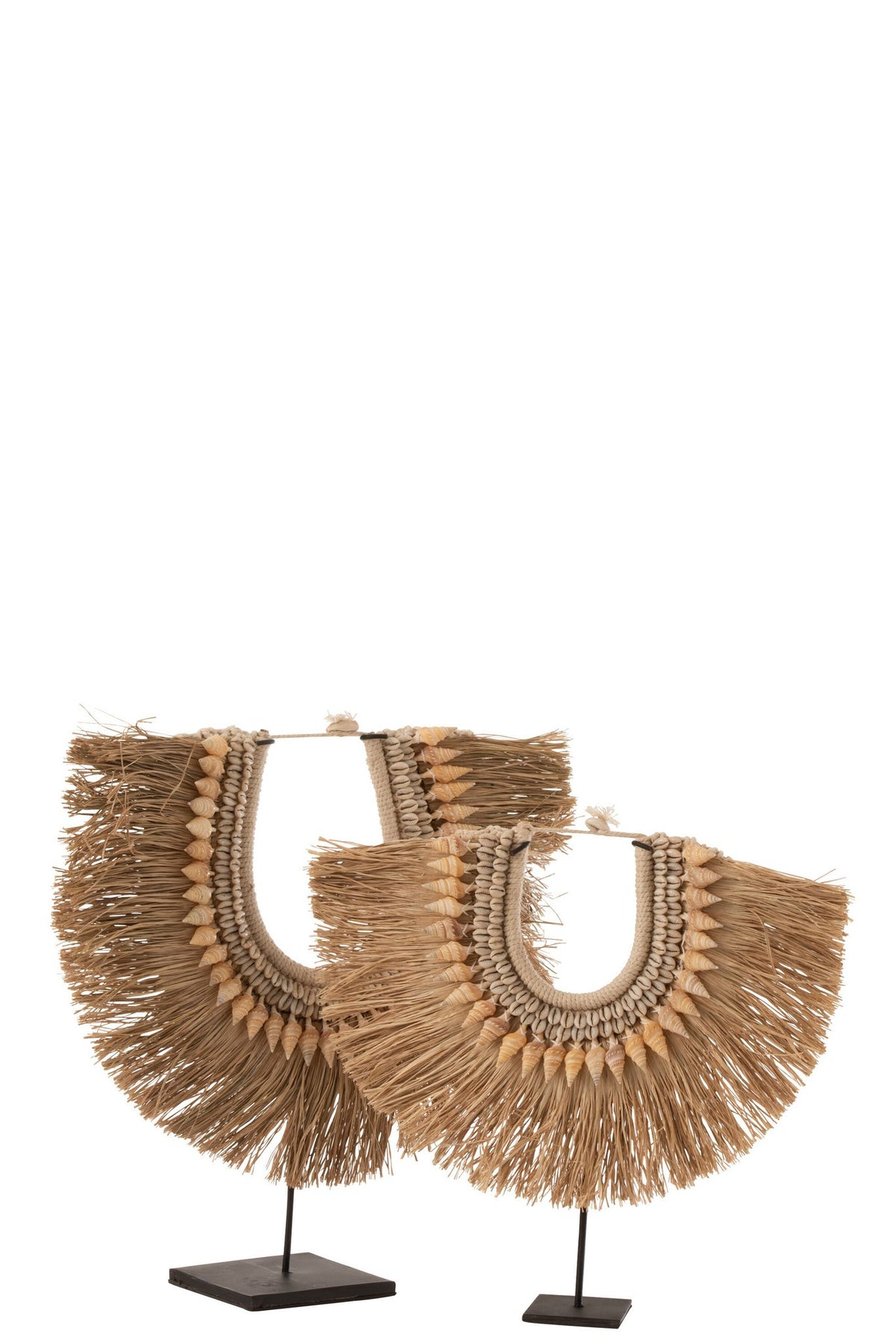 J-Line decoratie Ketting + Staander Dora - schelpen - beige - L