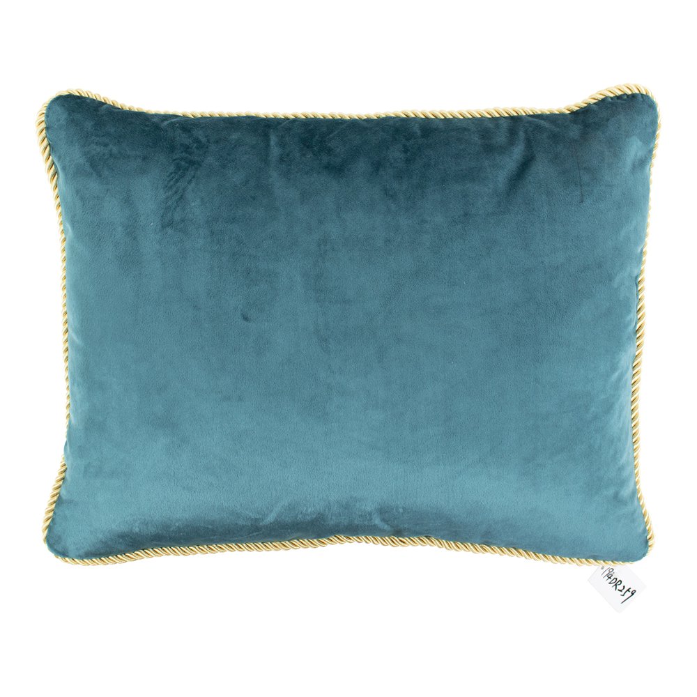 Half kussen fluweel goud petrol 35x45cm