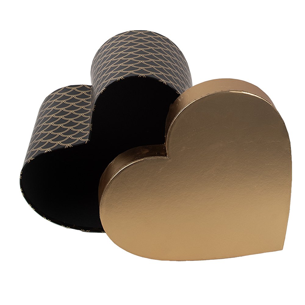 Opbergdoos Set van 3 27x24x15 / 24x21x14 / 21x19x12 cm Zwart Goudkleurig Karton