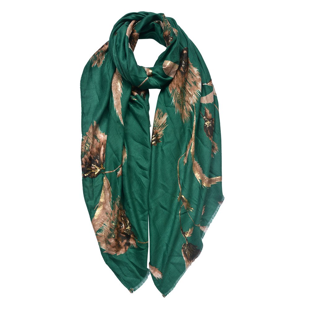 Sjaal Dames Print 90x180 cm Groen Bruin Synthetisch Shawl Dames