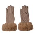 Handschoenen met imitatiebont 8x24 cm Beige Katoen