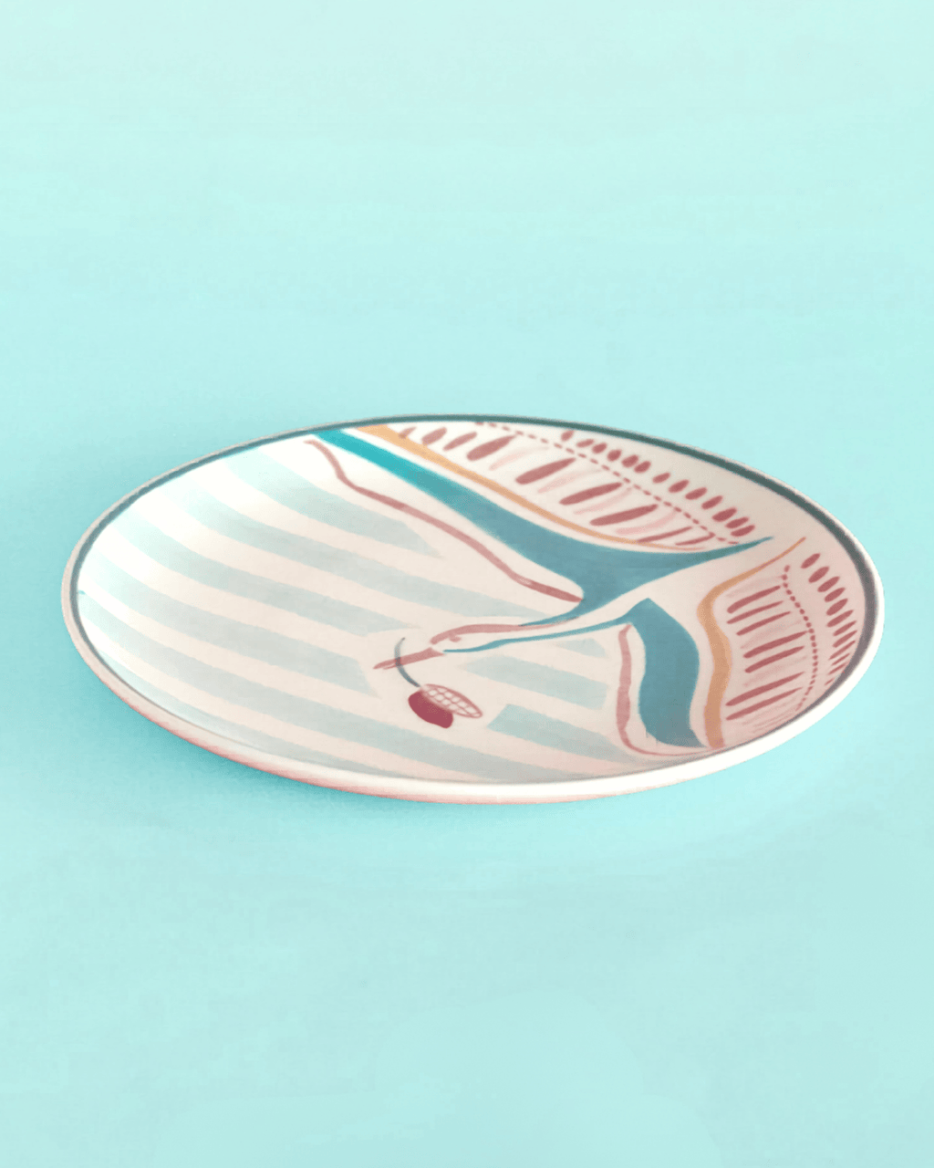 Veldleeuwerik Handbeschilderd Keramisch Rond Bord Curve 16Cm