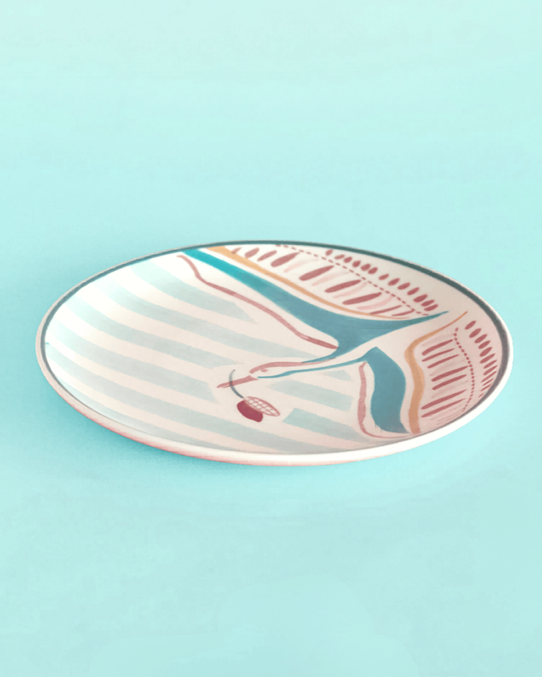 Veldleeuwerik Handbeschilderd Keramisch Rond Bord Curve 16Cm
