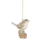 Kersthanger Vogel 6 cm Beige Kunststof