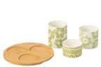 J-Line Set 3 Aperoschalen + Dienblad Bamboe Doos Keramiek Groen