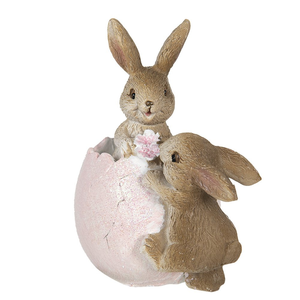 Beeld Konijn 10 cm Bruin Roze Kunststof