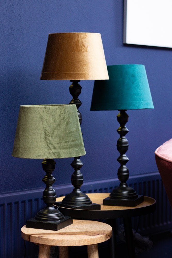 Lampvoet ornament zwart 12x12x40cm