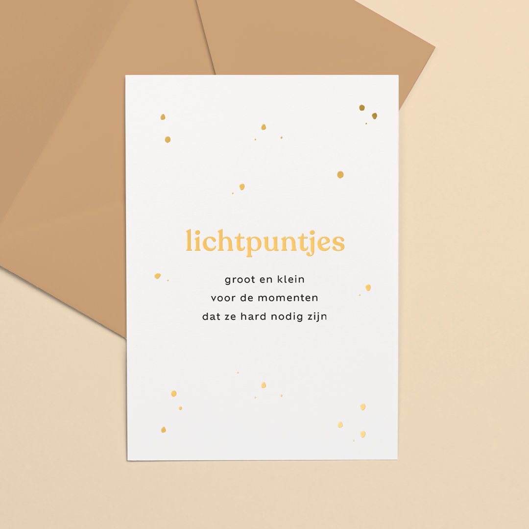 Wenskaart goudfolie | Lichtpuntjes