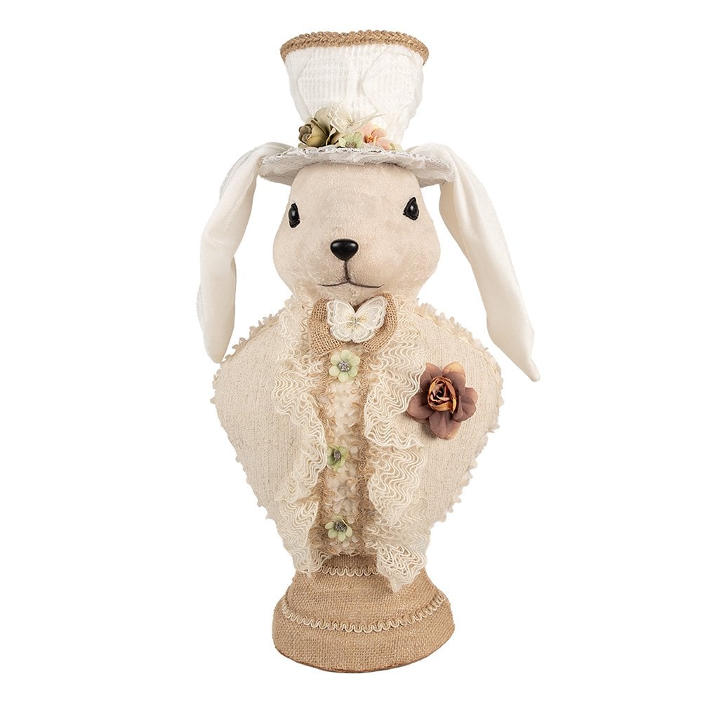 Decoratie Beeld Konijn 24x17x50 cm Beige Textiel