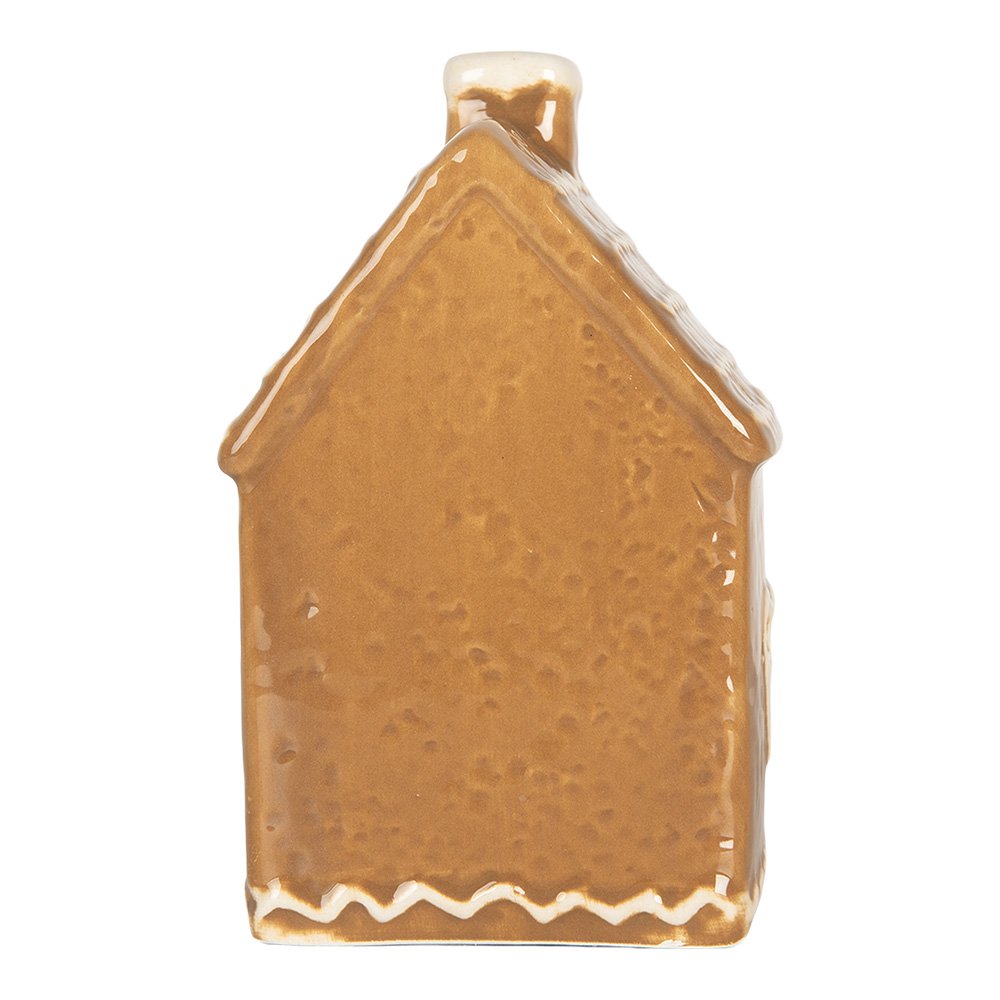 Gingerbread house met LED 7x6x12 cm Bruin Keramiek